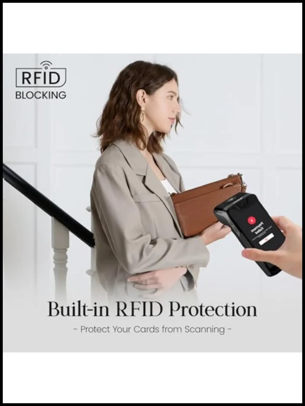 Genuine Leather RFID Blocking Crossbody Wristlet Clutch Purse